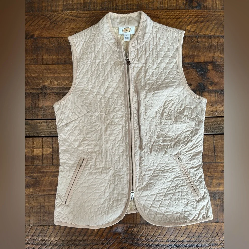 Talbots Tan Quilted Vest with Fitted Silhouette - Picture 1 of 3